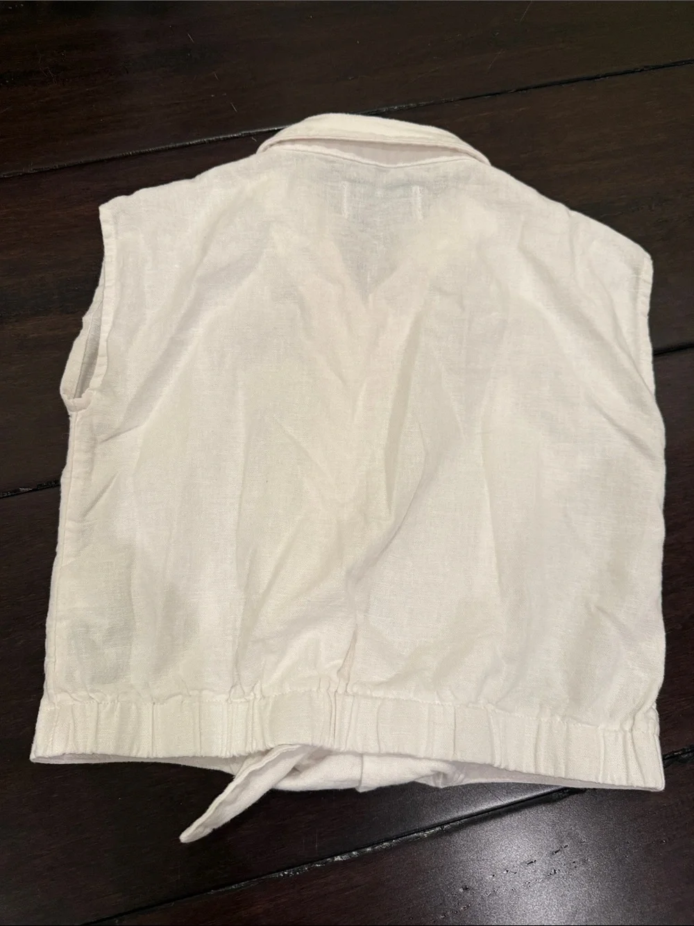 Old Navy Cream Tie-Front Shirt with Blue & White Striped Wide-Leg Pants